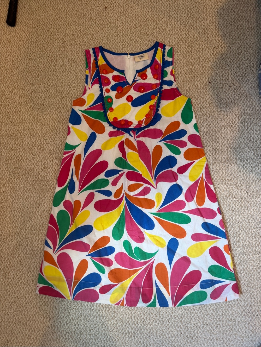 Mini Boden Bright Multicolor Petal Print Sundress- 9-10Y